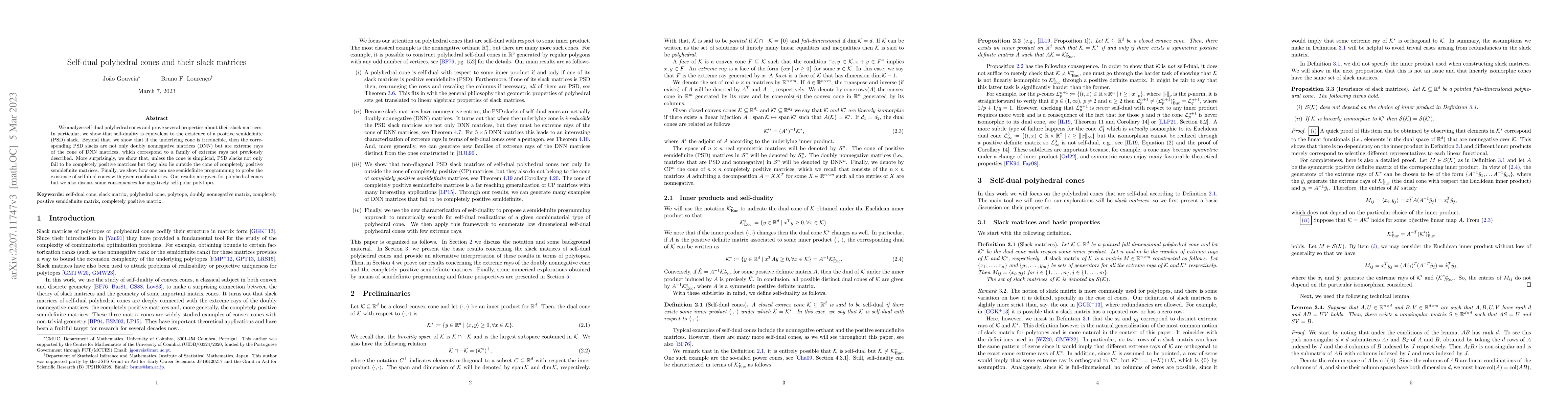 Thumbnail for Self-dual polyhedral cones and their slack matrices