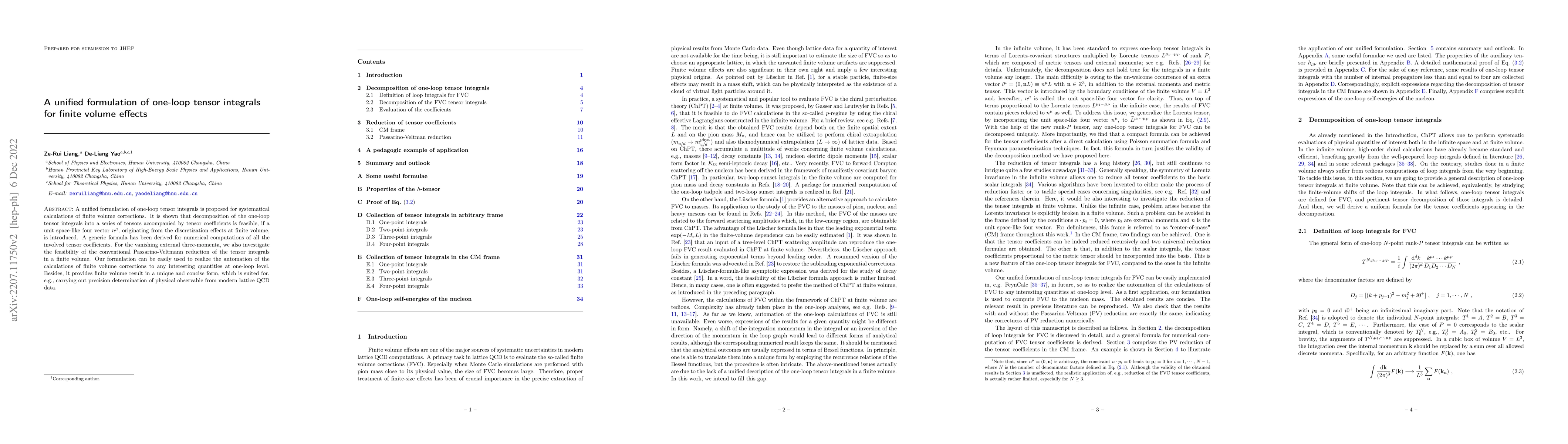 Thumbnail for A unified formulation of one-loop tensor integrals for finite volume
  effects