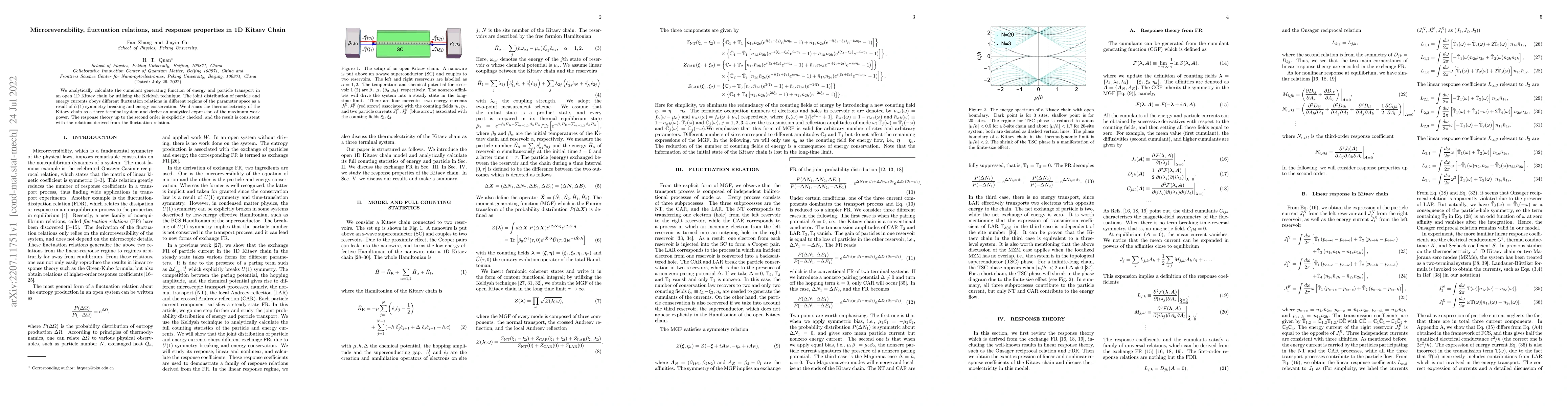 Thumbnail for Microreversibility, fluctuation relations, and response properties in 1D
  Kitaev Chain