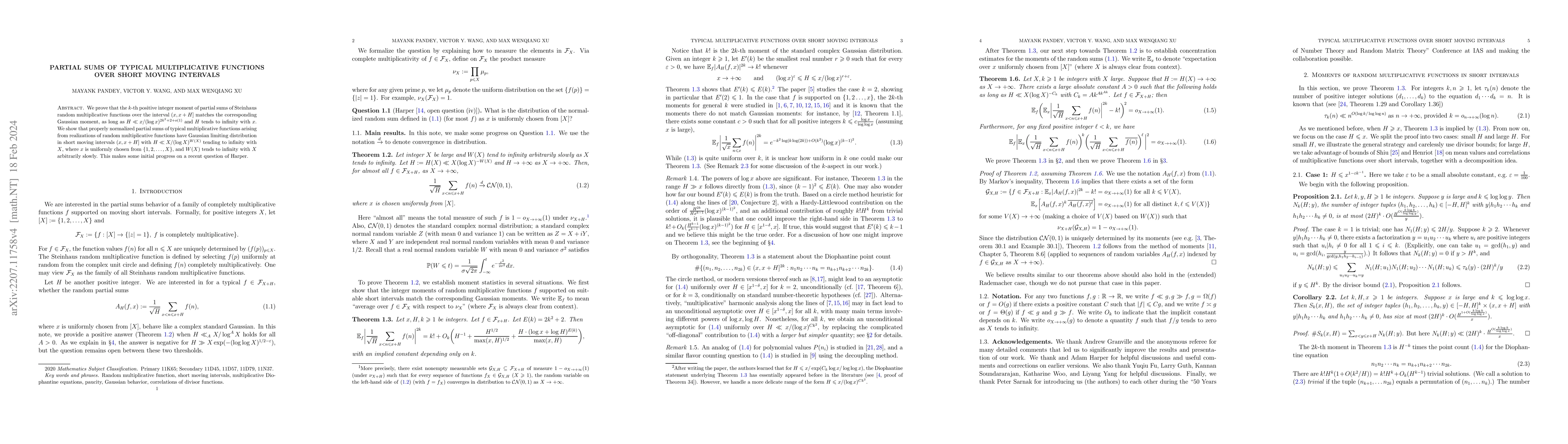 Thumbnail for Partial sums of typical multiplicative functions over short moving
  intervals