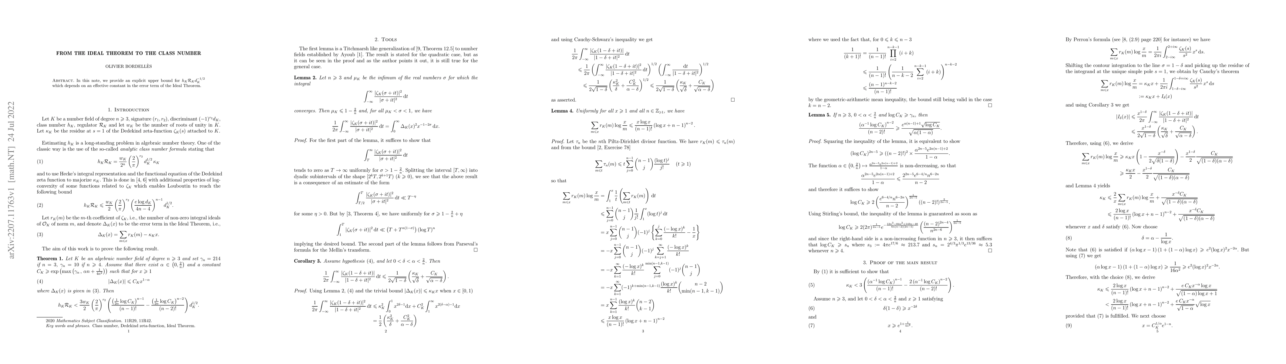 Thumbnail for From the Ideal Theorem to the class number