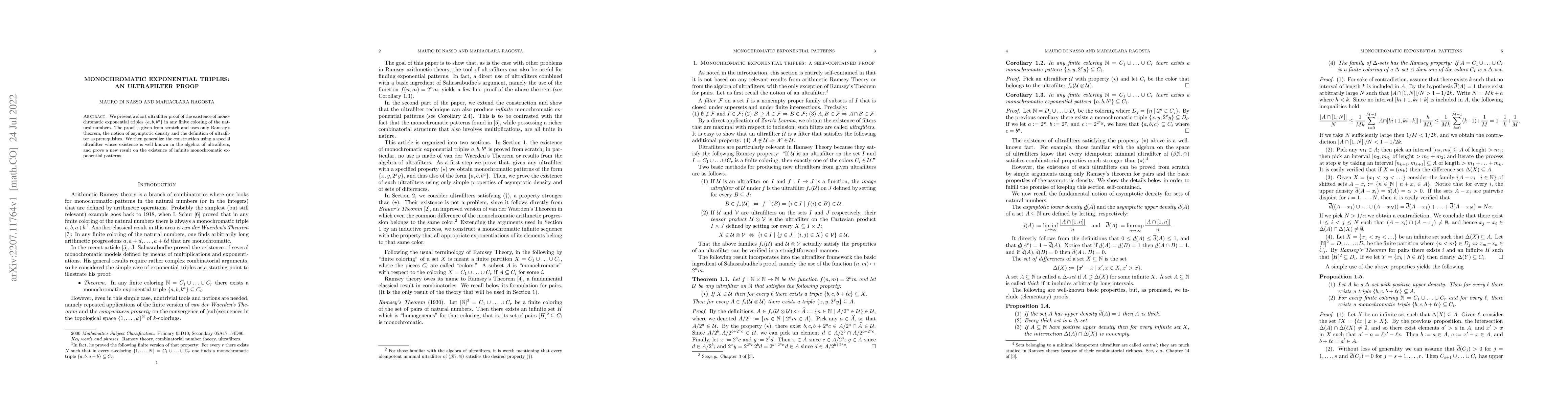 Thumbnail for Monochromatic exponential triples: an ultrafilter proof
