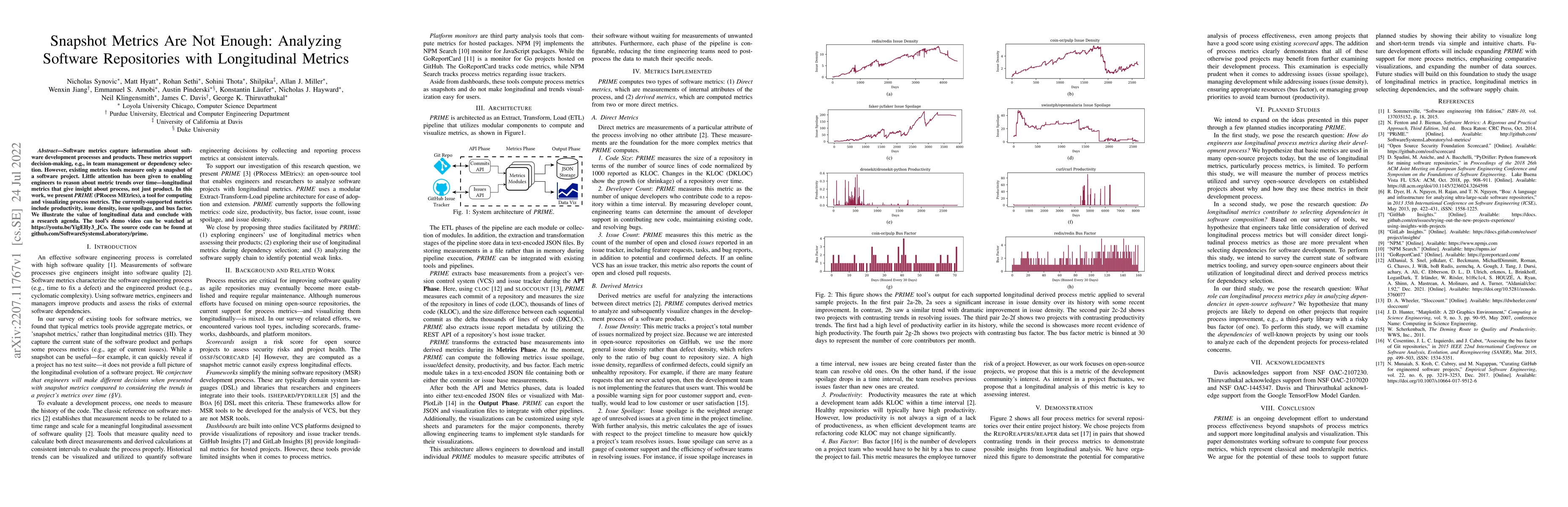 Thumbnail for Snapshot Metrics Are Not Enough: Analyzing Software Repositories with
  Longitudinal Metrics