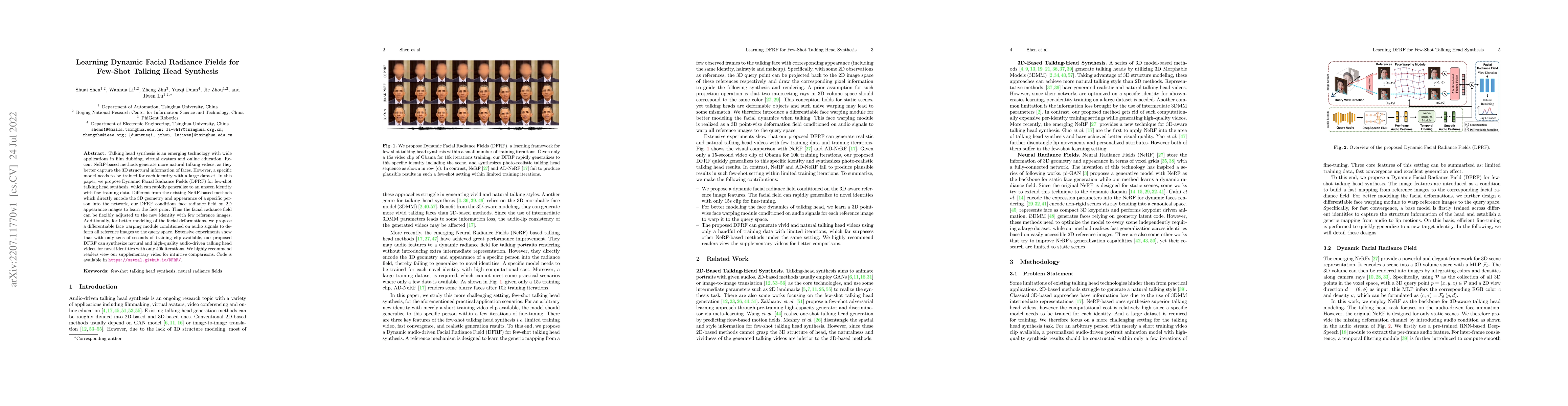Thumbnail for Learning Dynamic Facial Radiance Fields for Few-Shot Talking Head
  Synthesis