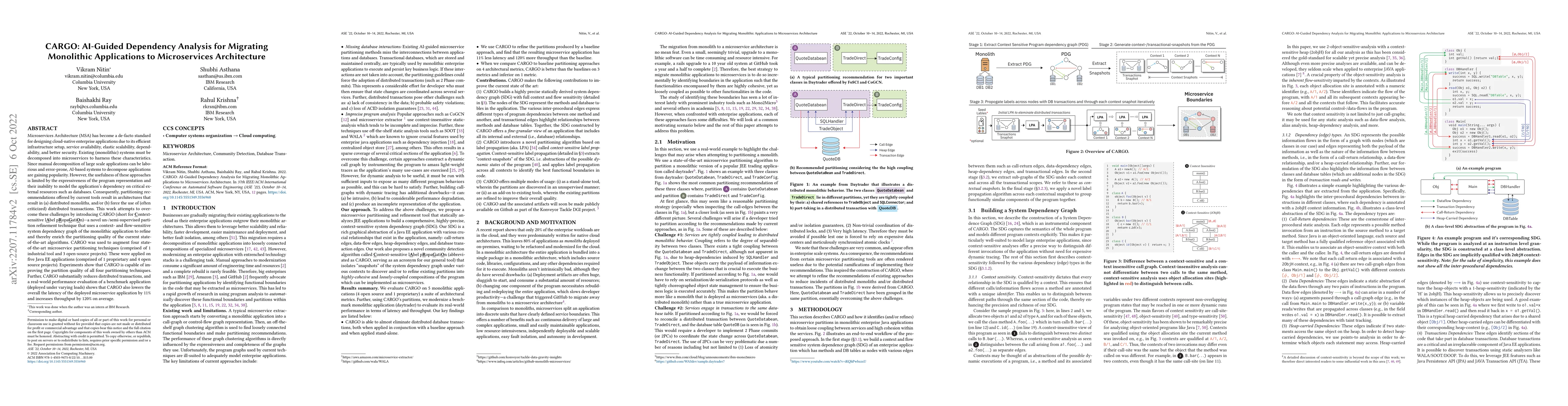 Thumbnail for CARGO: AI-Guided Dependency Analysis for Migrating Monolithic
  Applications to Microservices Architecture