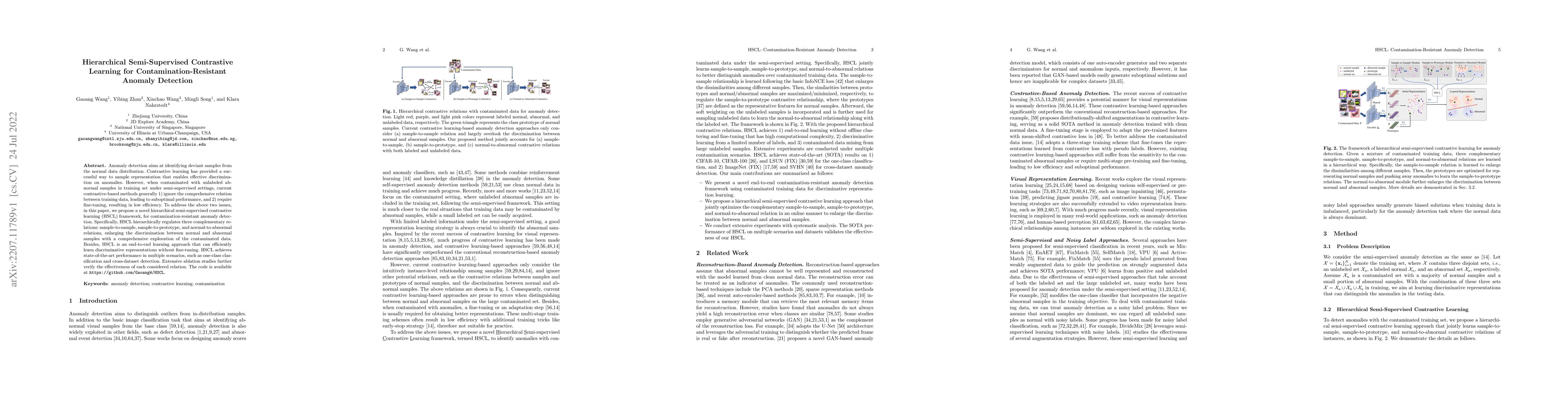 Thumbnail for Hierarchical Semi-Supervised Contrastive Learning for
  Contamination-Resistant Anomaly Detection