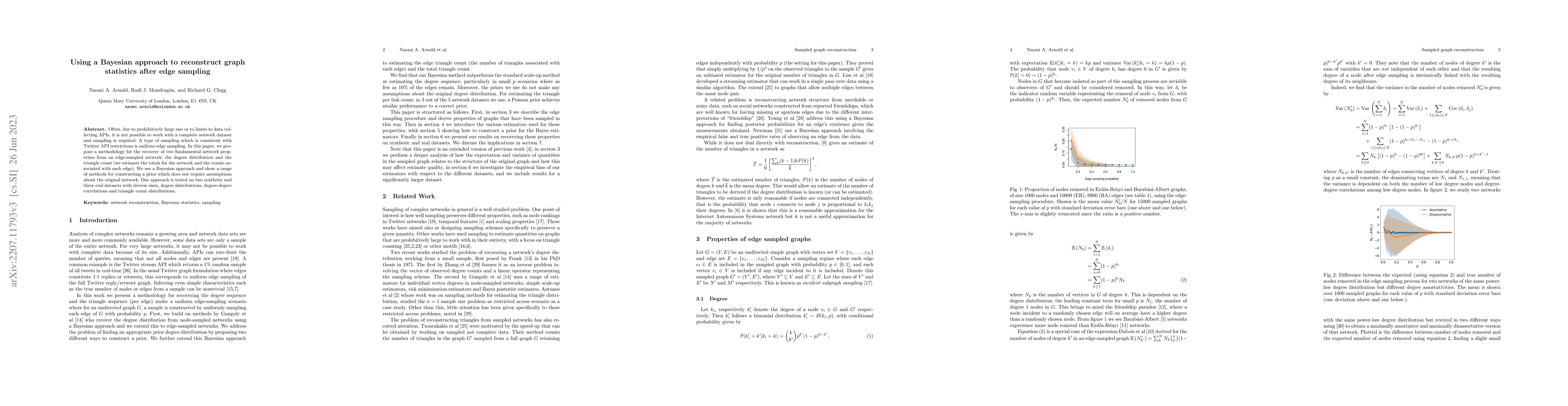 Thumbnail for Using a Bayesian approach to reconstruct graph statistics after edge
  sampling