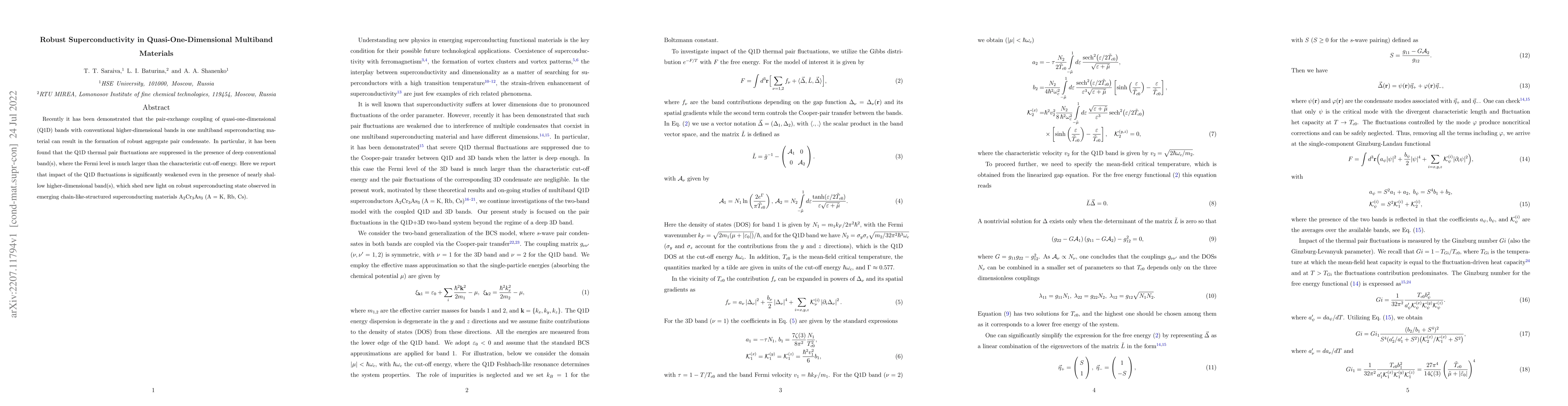 Thumbnail for Robust Superconductivity in Quasi-One-Dimensional Multiband Materials