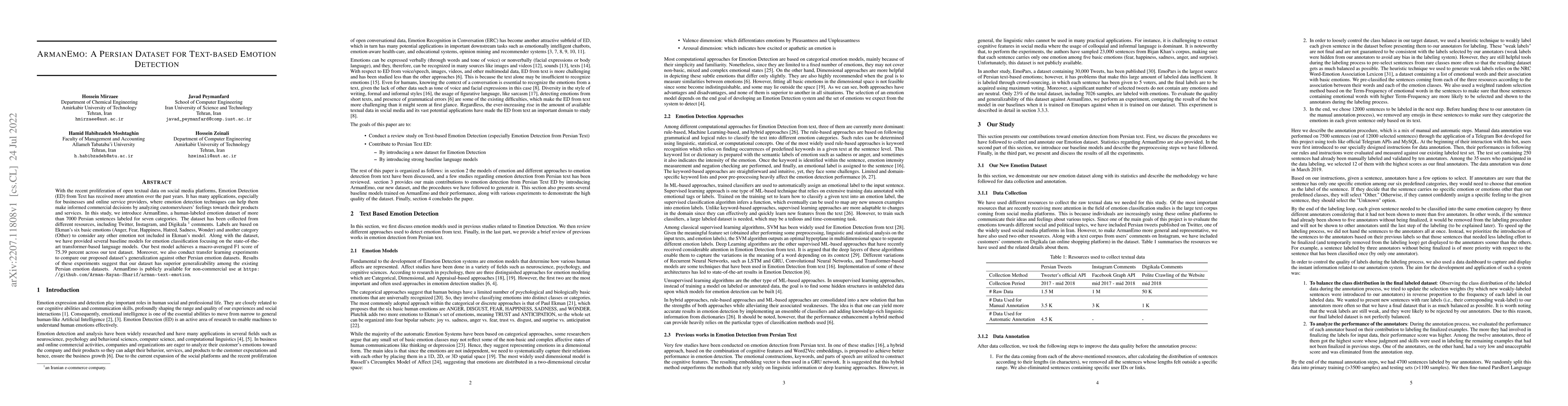 Thumbnail for ArmanEmo: A Persian Dataset for Text-based Emotion Detection
