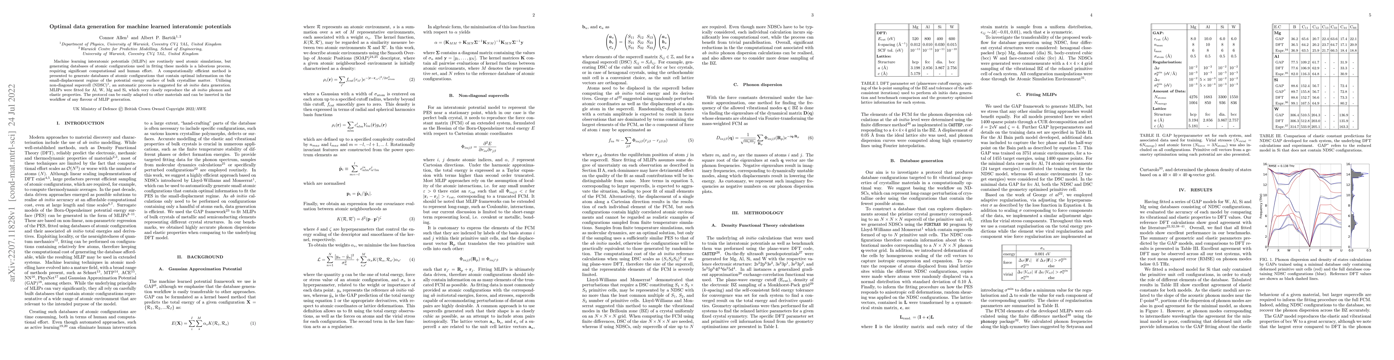 Thumbnail for Optimal data generation for machine learned interatomic potentials