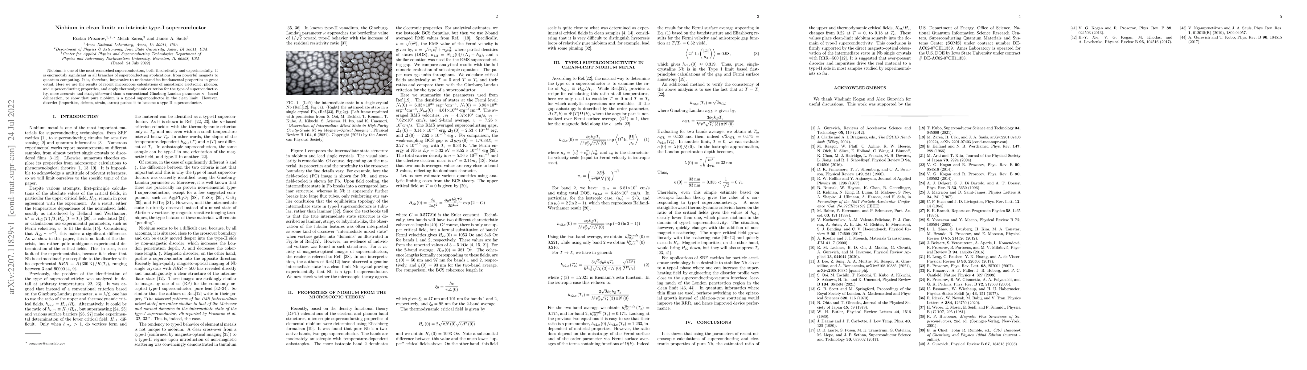 Thumbnail for Niobium in clean limit: an intrinsic type-I superconductor