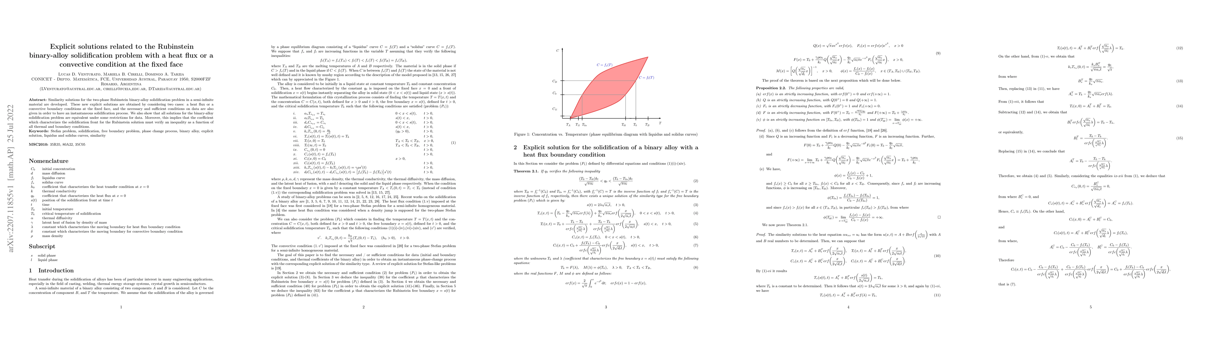 Thumbnail for Explicit solutions related to the Rubinstein binary-alloy solidification
  problem with a heat flux or a convective condition at the fixed face