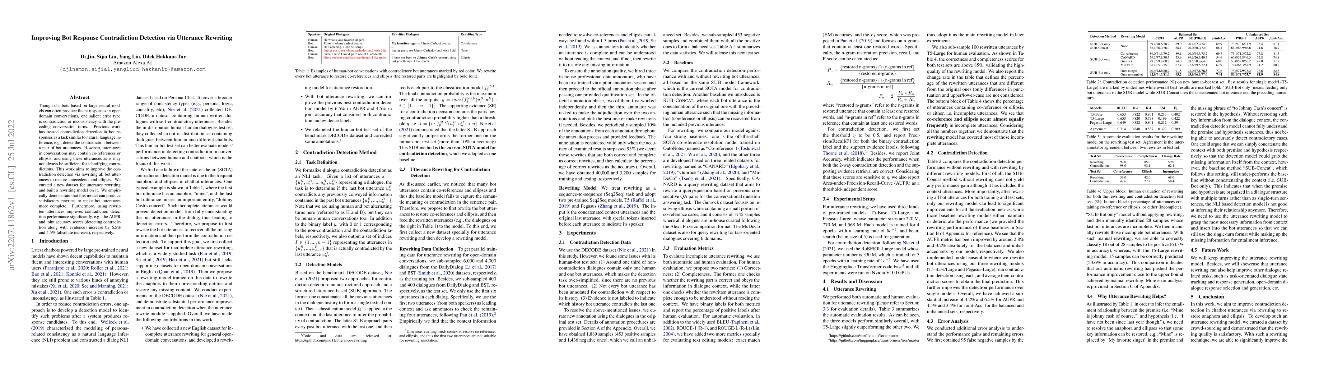 Thumbnail for Improving Bot Response Contradiction Detection via Utterance Rewriting