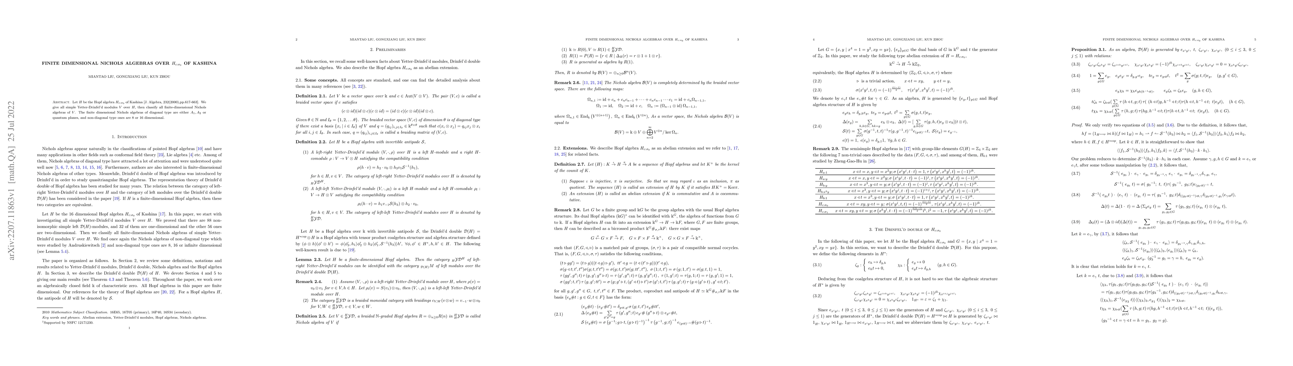 Thumbnail for Finite dimensional Nichols algebras over $H_{c: \sigma_{0}}$ of Kashina