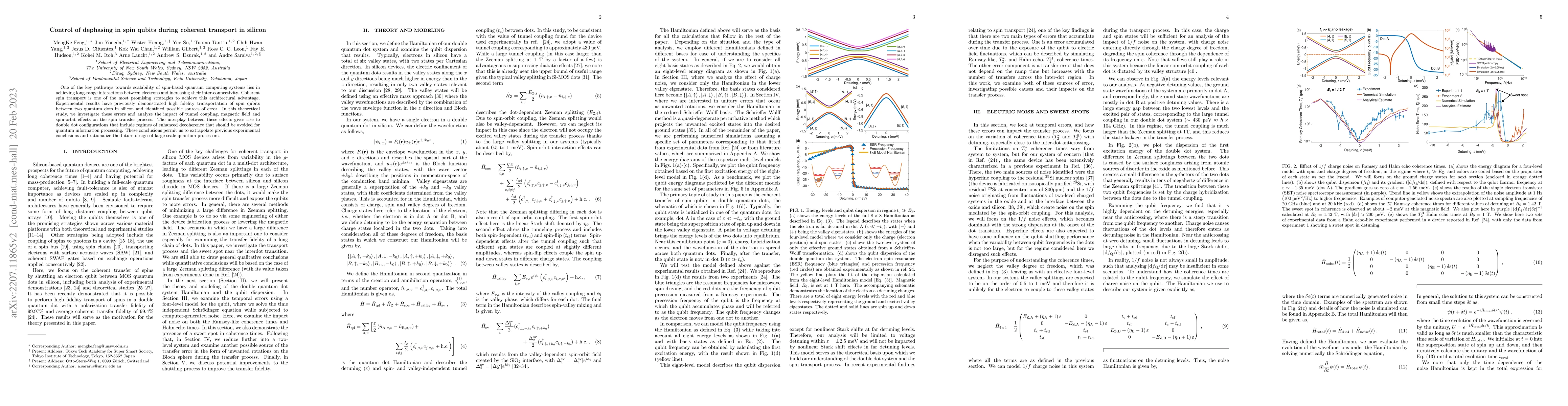 Thumbnail for Control of dephasing in spin qubits during coherent transport in silicon