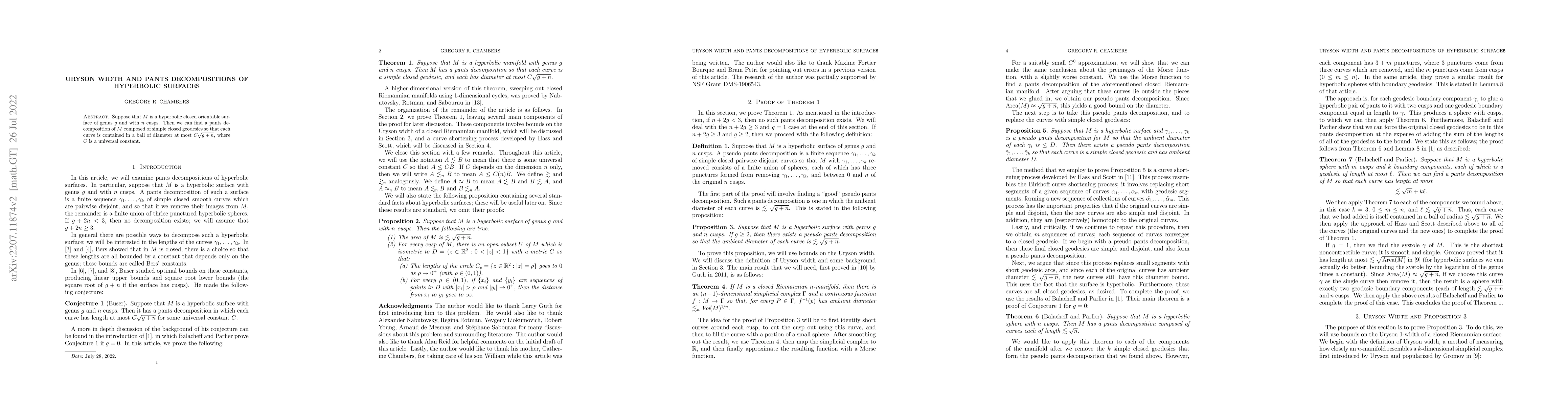 Thumbnail for Uryson width and pants decompositions of hyperbolic surfaces