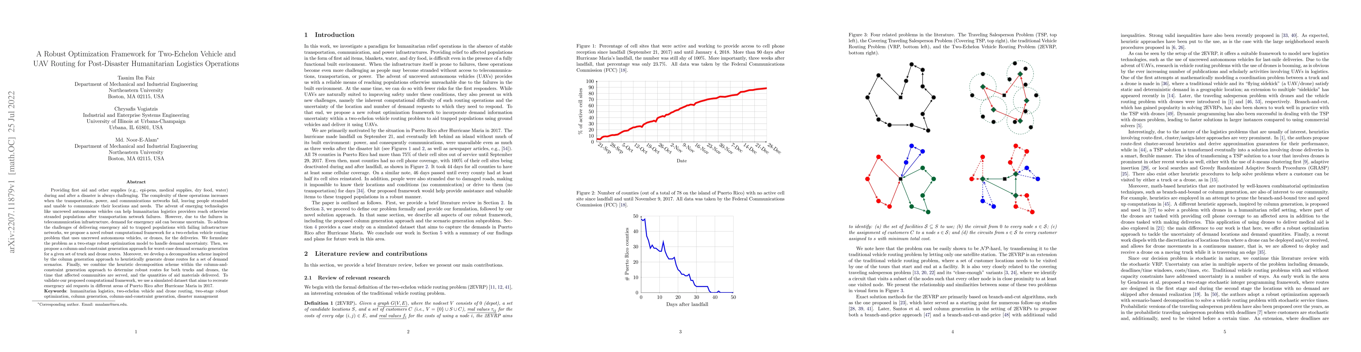 Thumbnail for A Robust Optimization Framework for Two-Echelon Vehicle and UAV Routing
  for Post-Disaster Humanitarian Logistics Operations