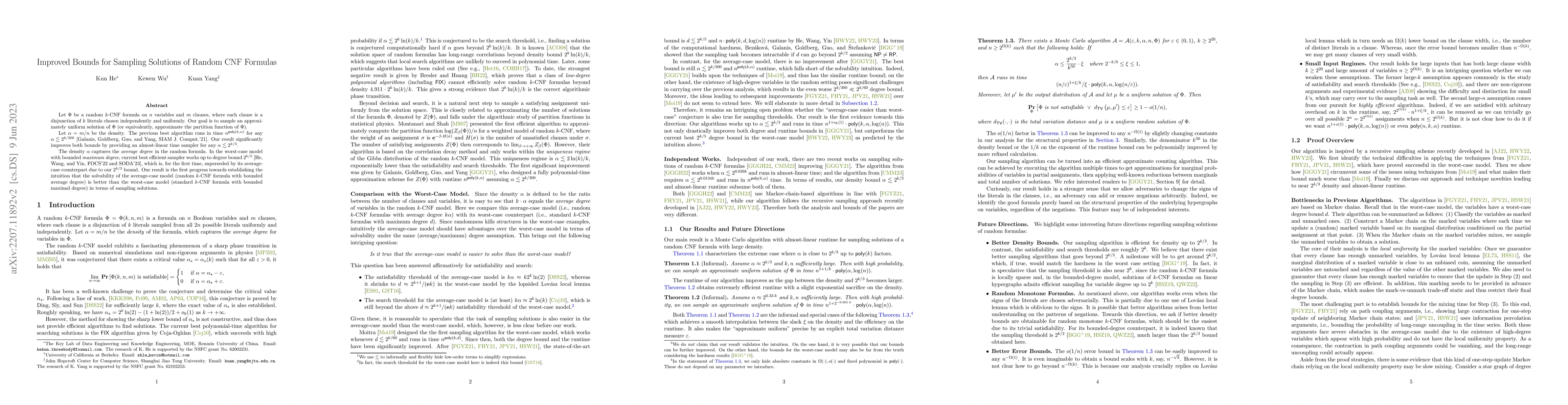 Thumbnail for Improved Bounds for Sampling Solutions of Random CNF Formulas