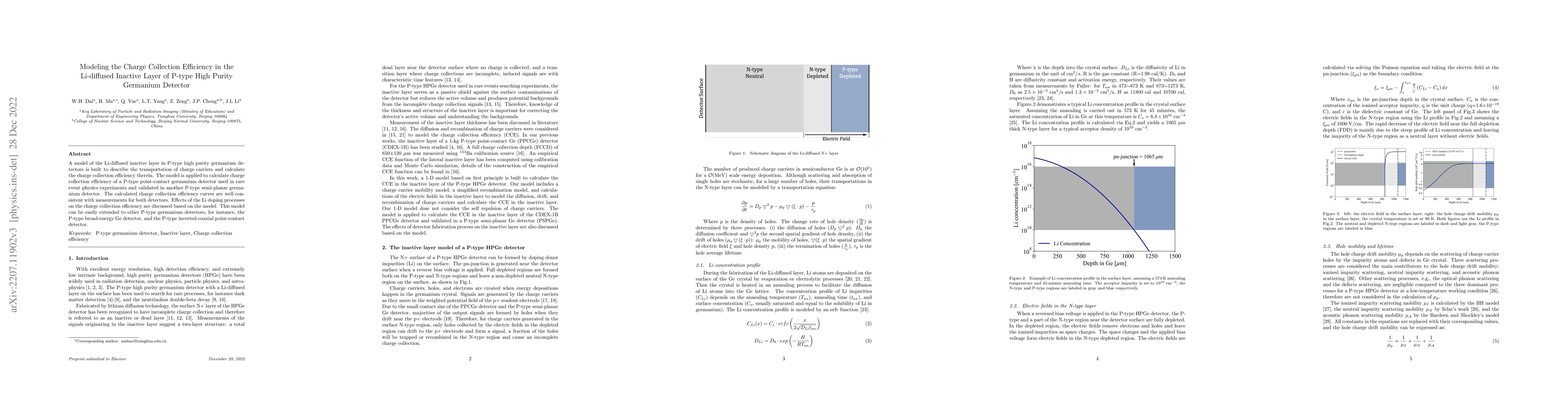 Thumbnail for Modeling the Charge Collection Efficiency in the Li-diffused Inactive
  Layer of a P-type Point-Contact Germanium Detector