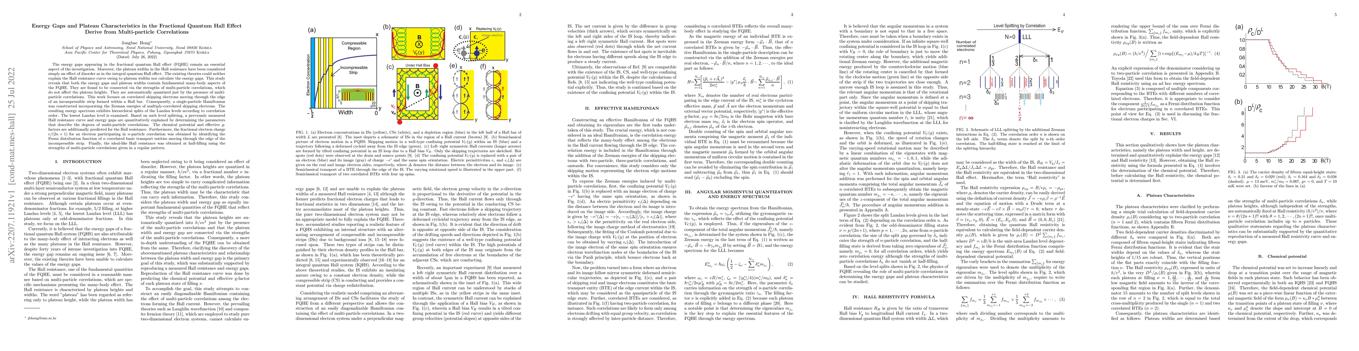 Thumbnail for Energy Gaps and Plateau Characteristics in the Fractional Quantum Hall
  Effect Derive from Multi-particle Correlations