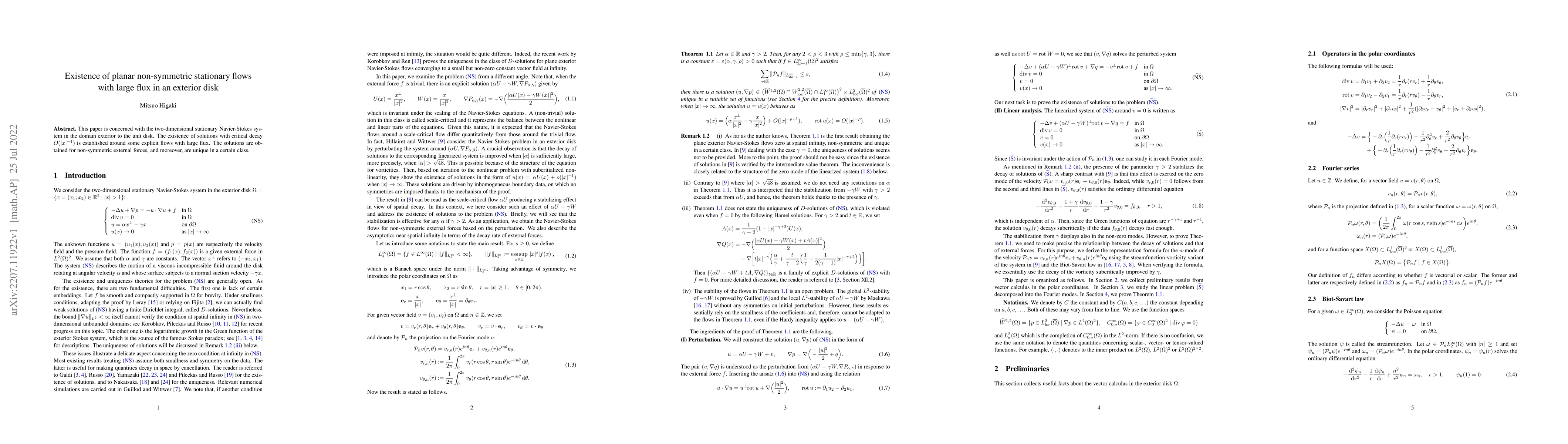 Thumbnail for Existence of planar non-symmetric stationary flows with large flux in an
  exterior disk