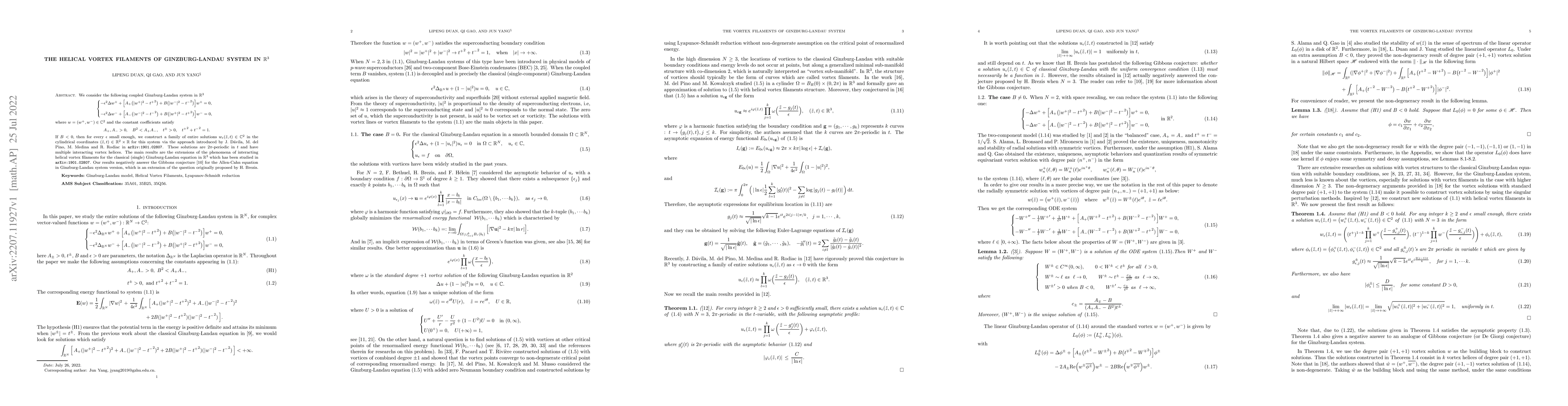 Thumbnail for The helical vortex filaments of Ginzburg-Landau system in ${\mathbb
  R}^3$
