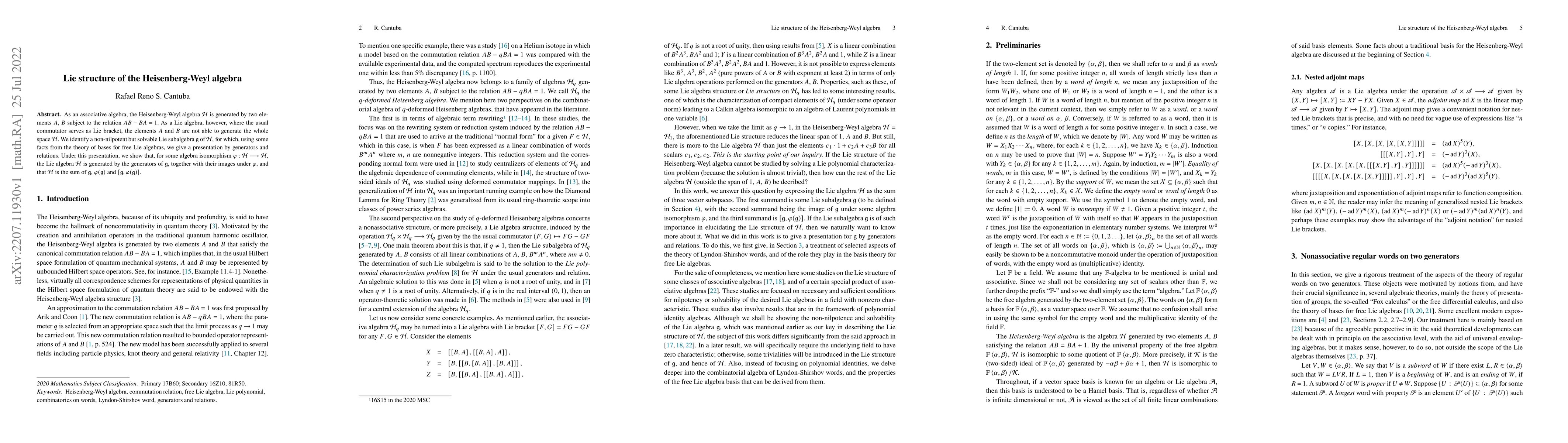 Thumbnail for Lie structure of the Heisenberg-Weyl algebra