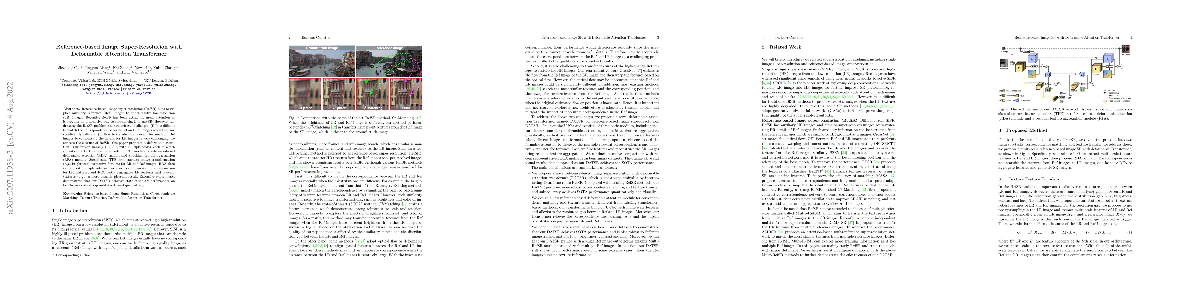Thumbnail for Reference-based Image Super-Resolution with Deformable Attention
  Transformer