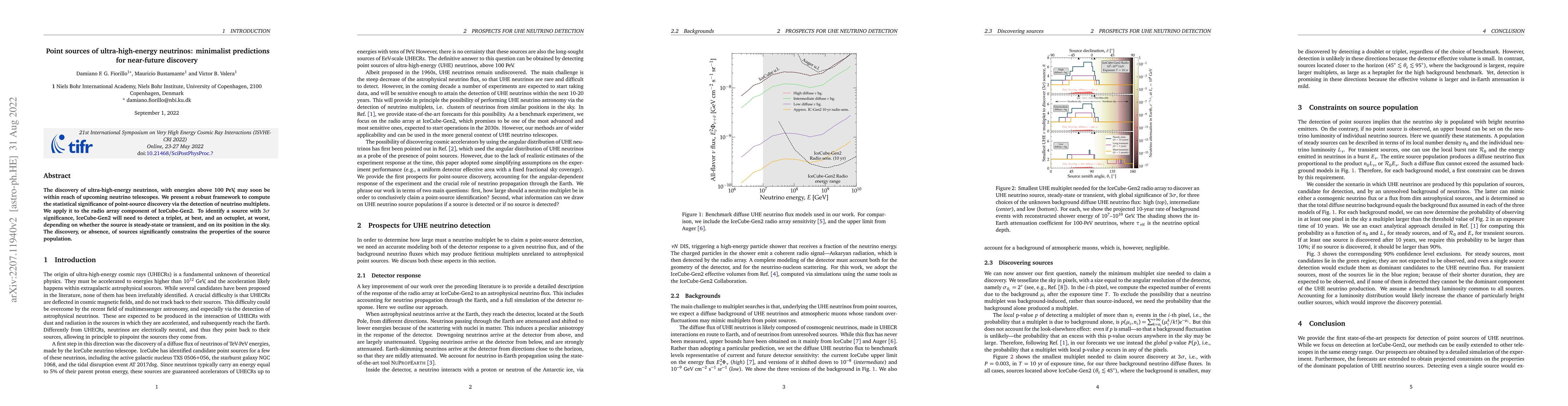 Thumbnail for Point sources of ultra-high-energy neutrinos: minimalist predictions for
  near-future discovery