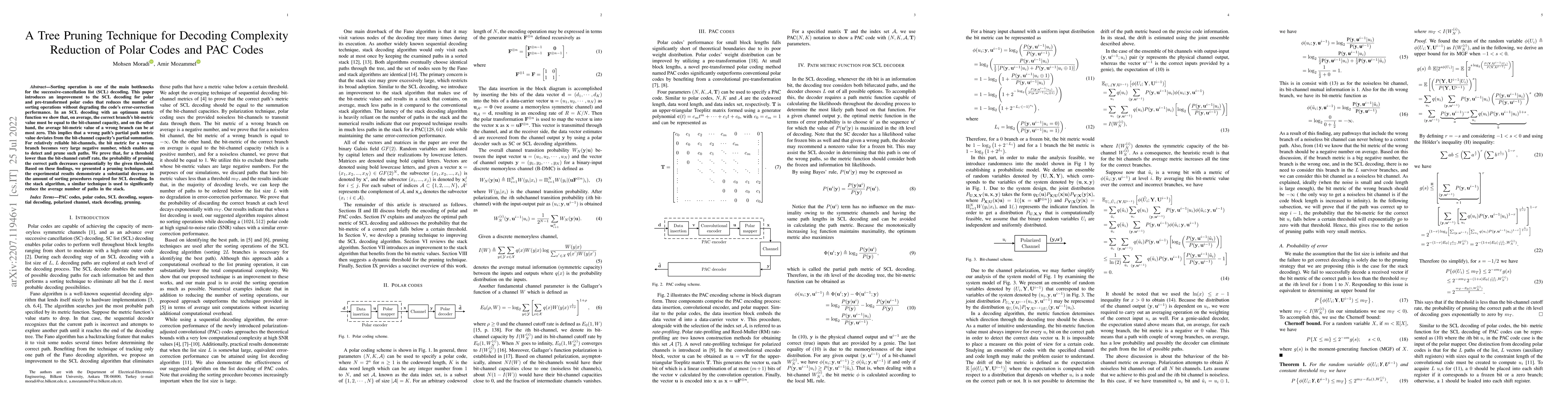 Thumbnail for A Tree Pruning Technique for Decoding Complexity Reduction of Polar
  Codes and PAC Codes