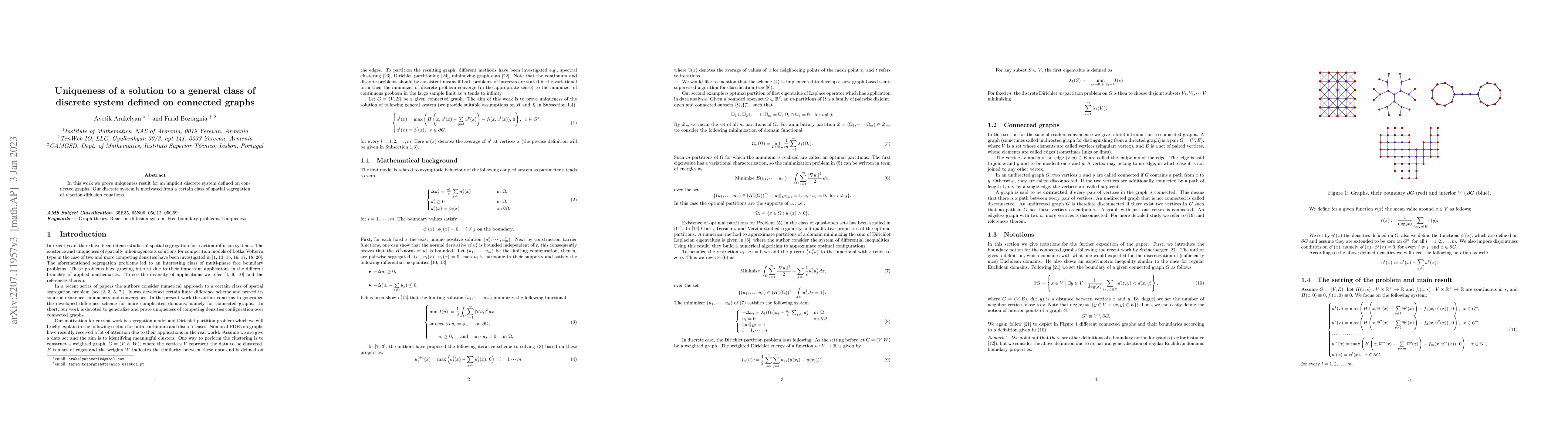 Thumbnail for Uniqueness of a solution to a general class of discrete system defined
  on connected graphs