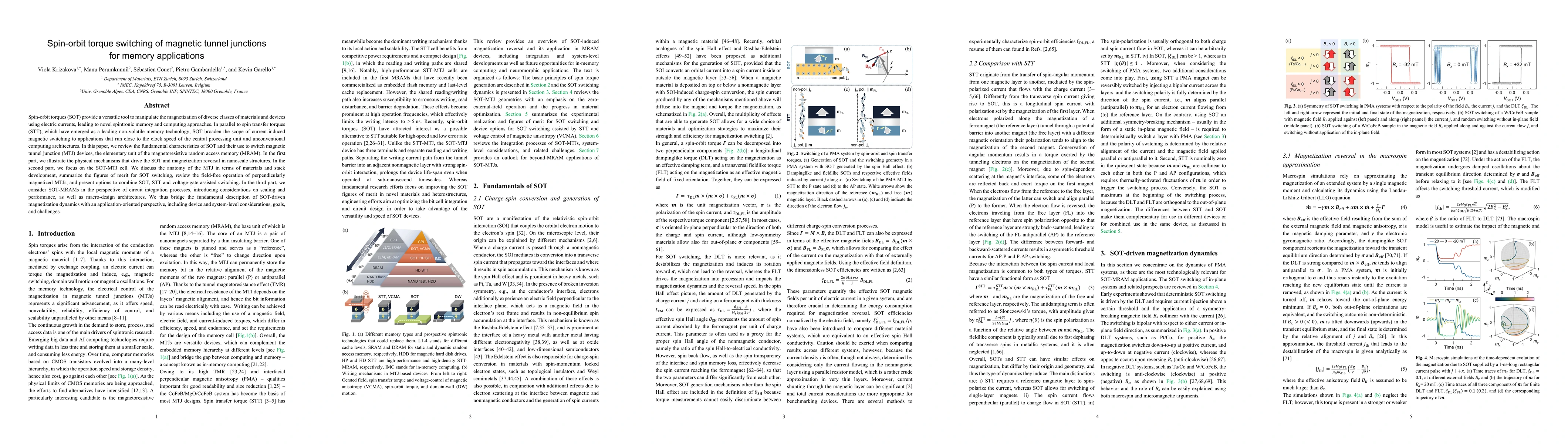 Thumbnail for Spin-orbit torque switching of magnetic tunnel junctions for memory
  application