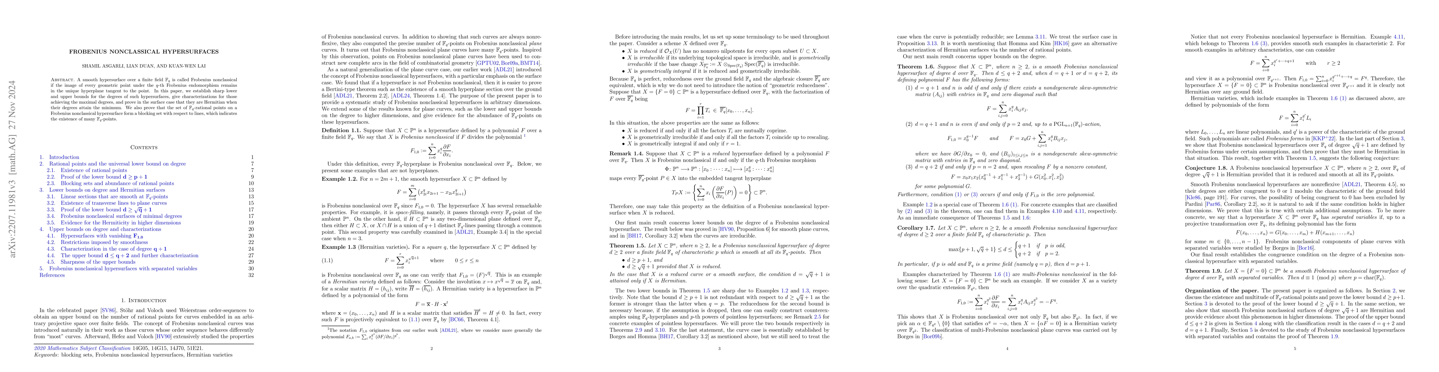 Thumbnail for Frobenius nonclassical hypersurfaces