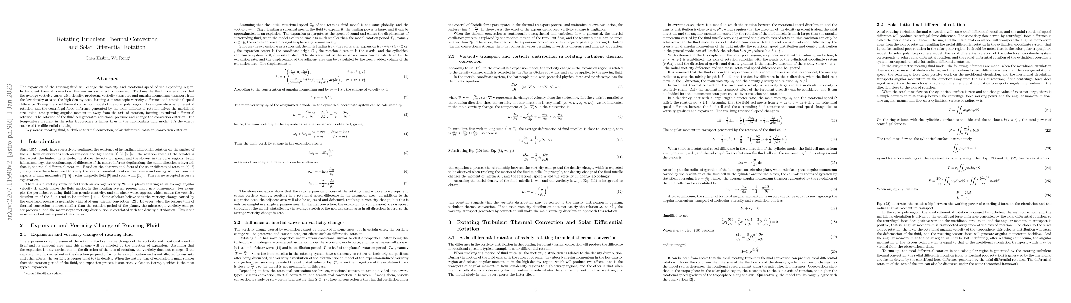 Thumbnail for Rotating Turbulent Thermal Convection and Solar Differential Rotation