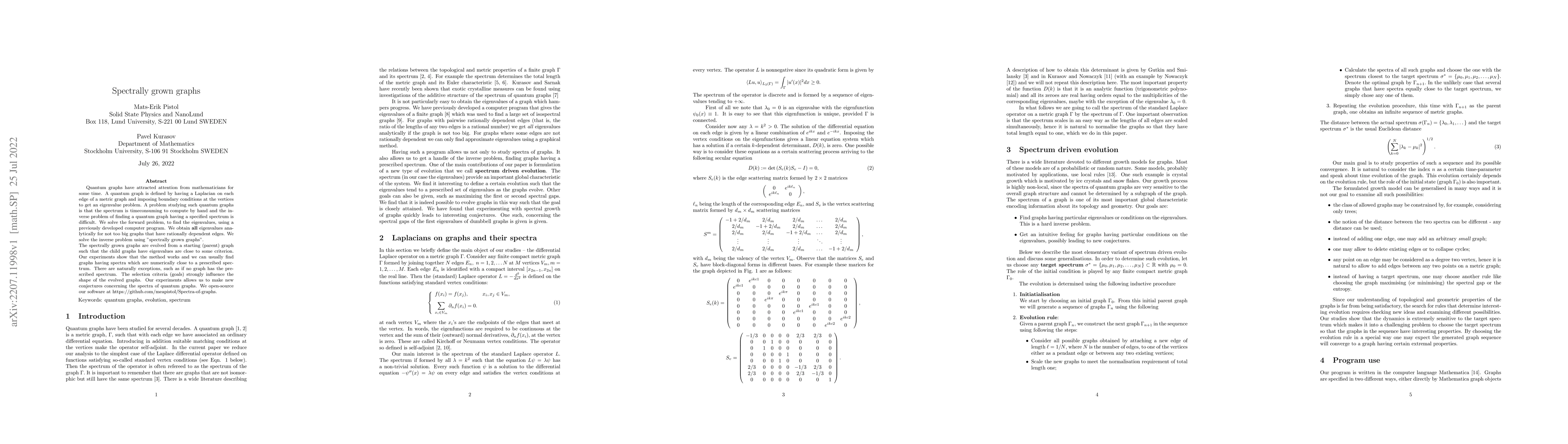 Thumbnail for Spectrally grown graphs