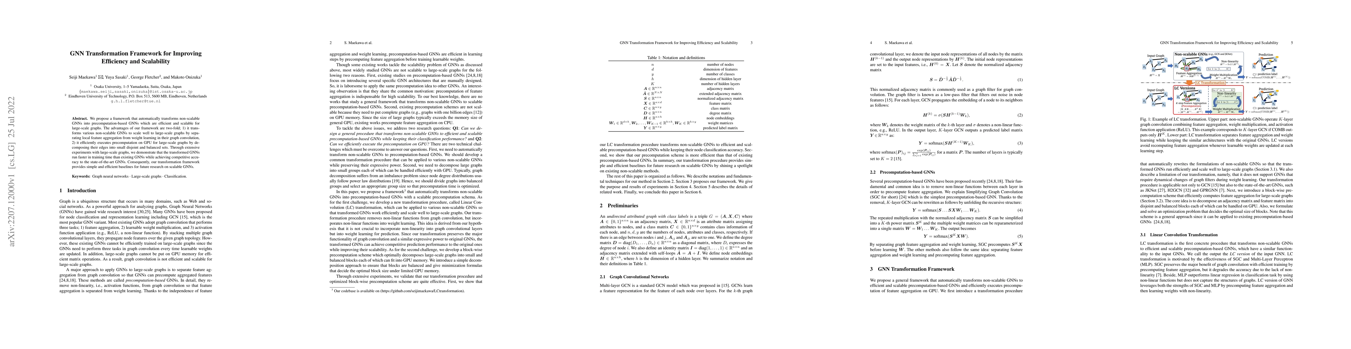 Thumbnail for GNN Transformation Framework for Improving Efficiency and Scalability