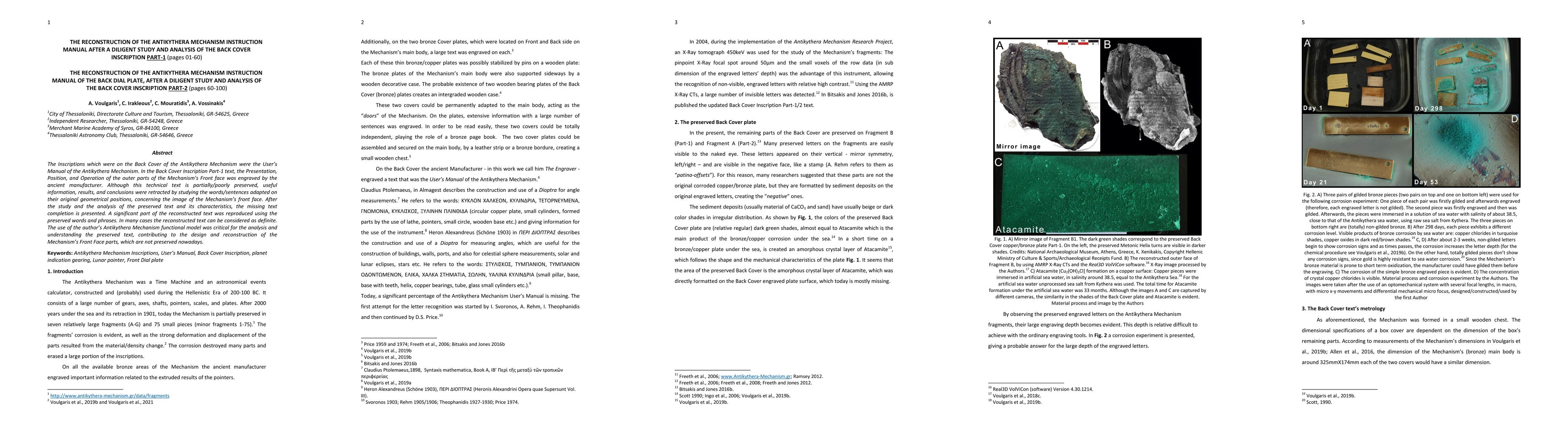 Thumbnail for The reconstruction of the Antikythera Mechanism Instruction Manual after
  a diligent study and analysis of the Back cover inscription (Part-1 and
  Part-2)