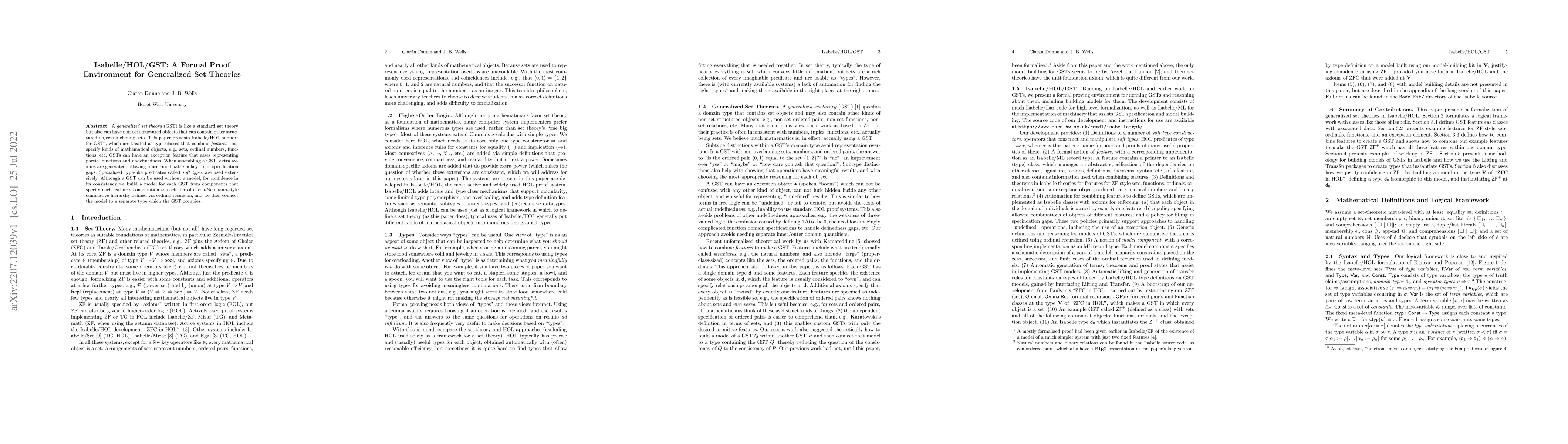 Thumbnail for Isabelle/HOL/GST: A Formal Proof Environment for Generalized Set
  Theories
