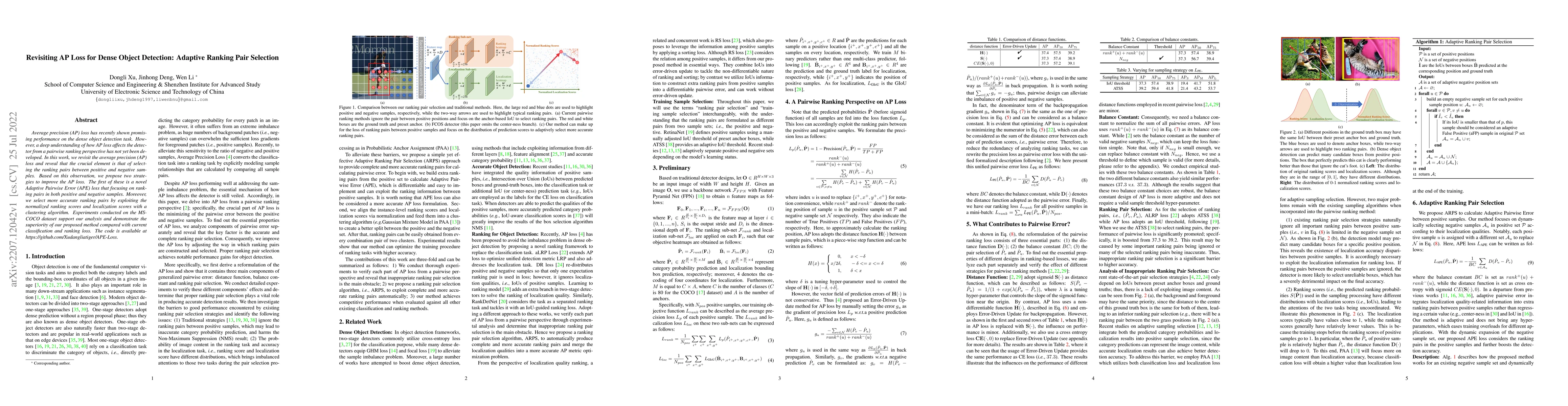 Thumbnail for Revisiting AP Loss for Dense Object Detection: Adaptive Ranking Pair
  Selection