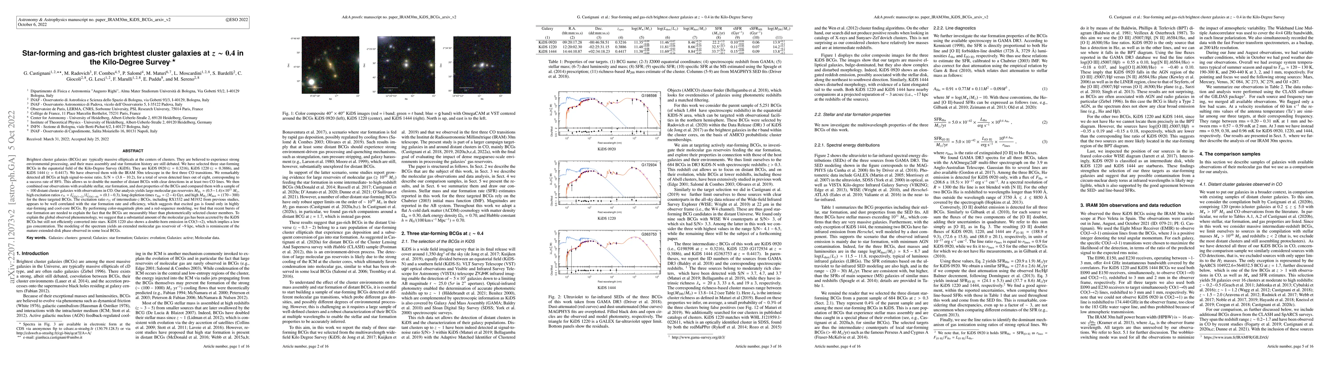 Thumbnail for Star forming and gas rich brightest cluster galaxies at $z\sim0.4$ in
  the Kilo-Degree Survey