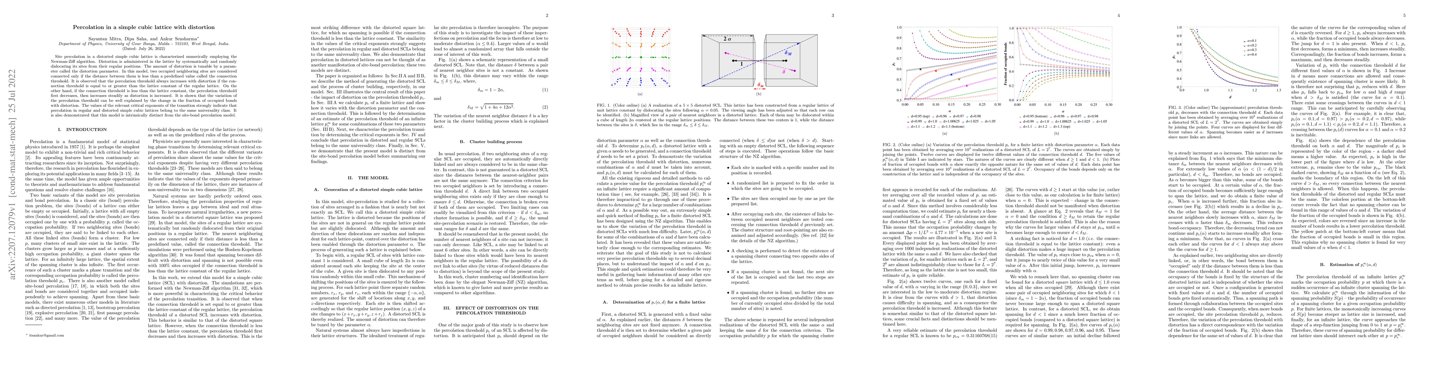 Thumbnail for Percolation in a simple cubic lattice with distortion