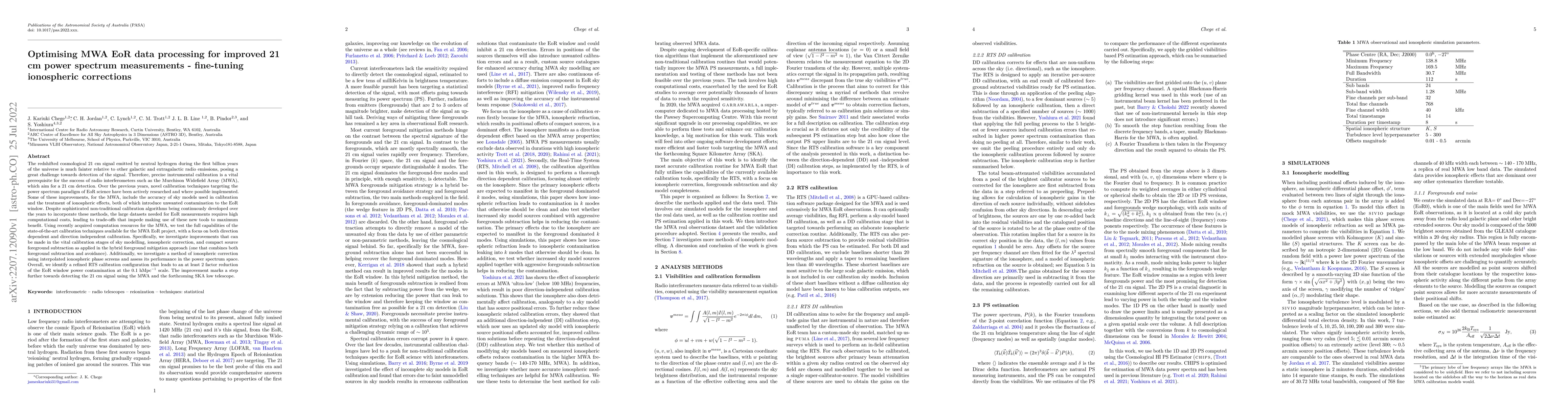 Thumbnail for Optimising MWA EoR data processing for improved 21 cm power spectrum
  measurements -- fine-tuning ionospheric corrections
