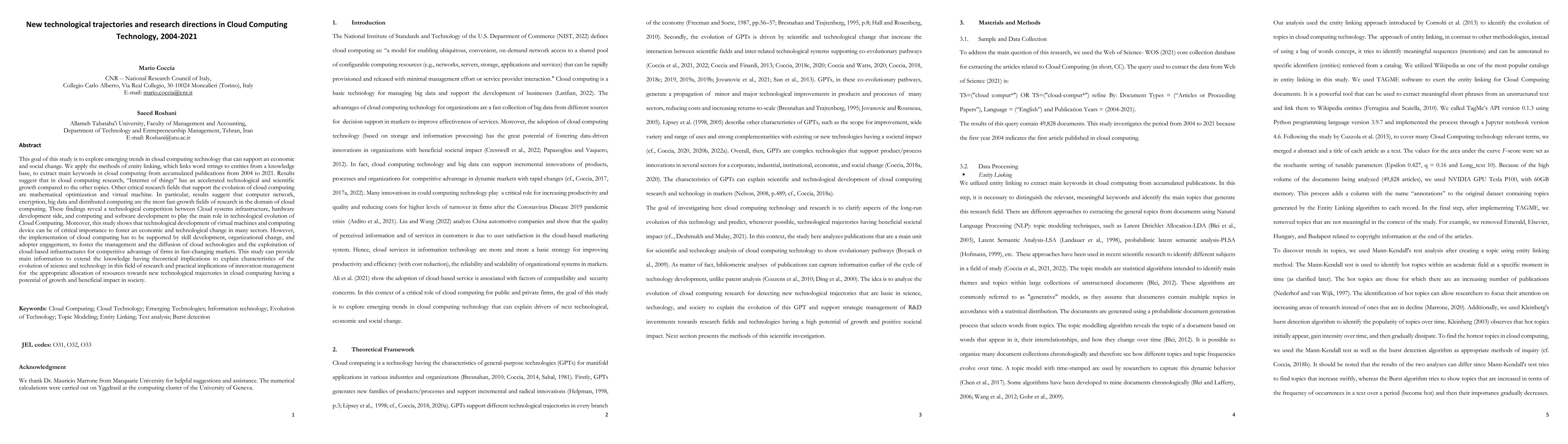 Thumbnail for New technological trajectories and research directions in Cloud
  Computing Technology, 2004-2021