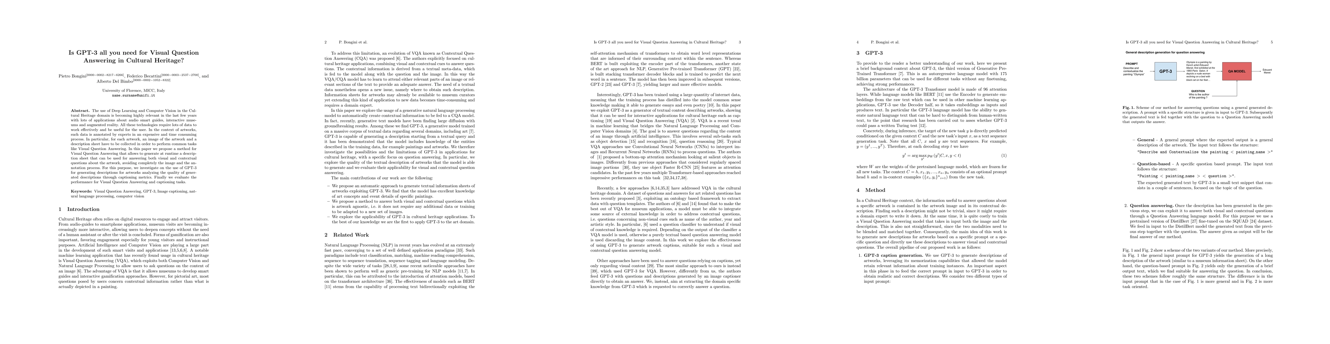 Thumbnail for Is GPT-3 all you need for Visual Question Answering in Cultural
  Heritage?