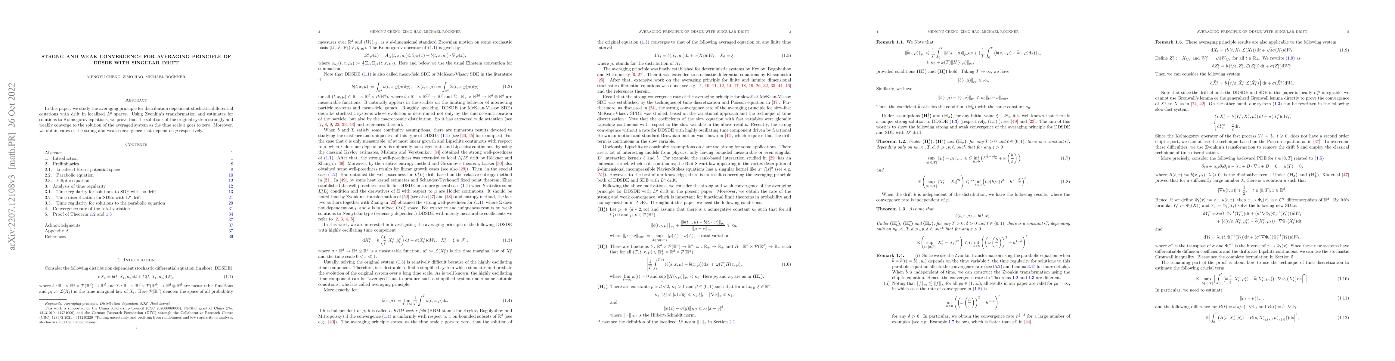 Thumbnail for Strong and weak convergence for averaging principle of DDSDE with
  singular drift