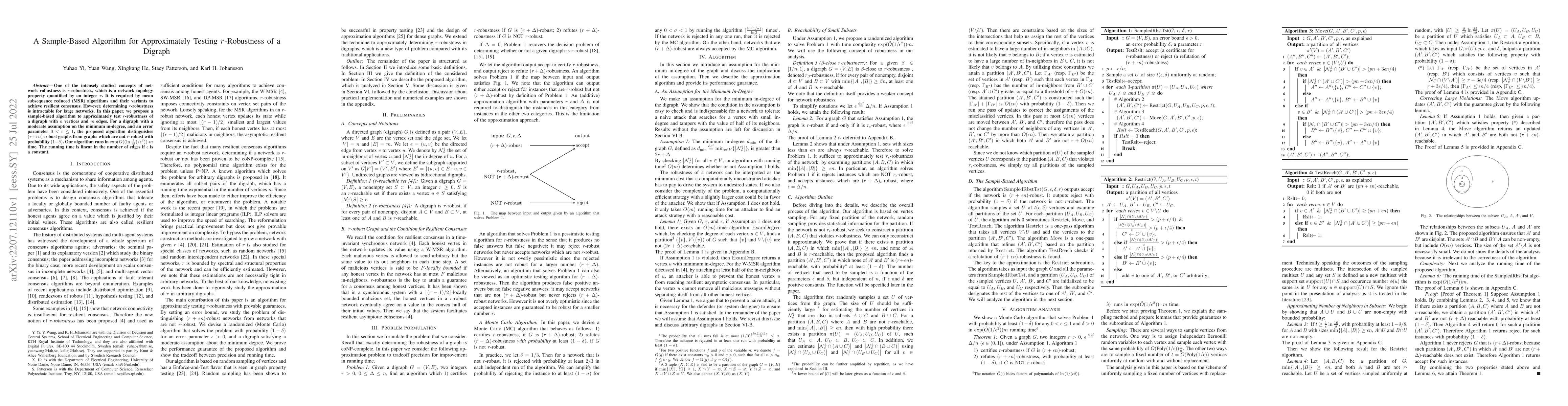 Thumbnail for A Sample-Based Algorithm for Approximately Testing $r$-Robustness of a
  Digraph