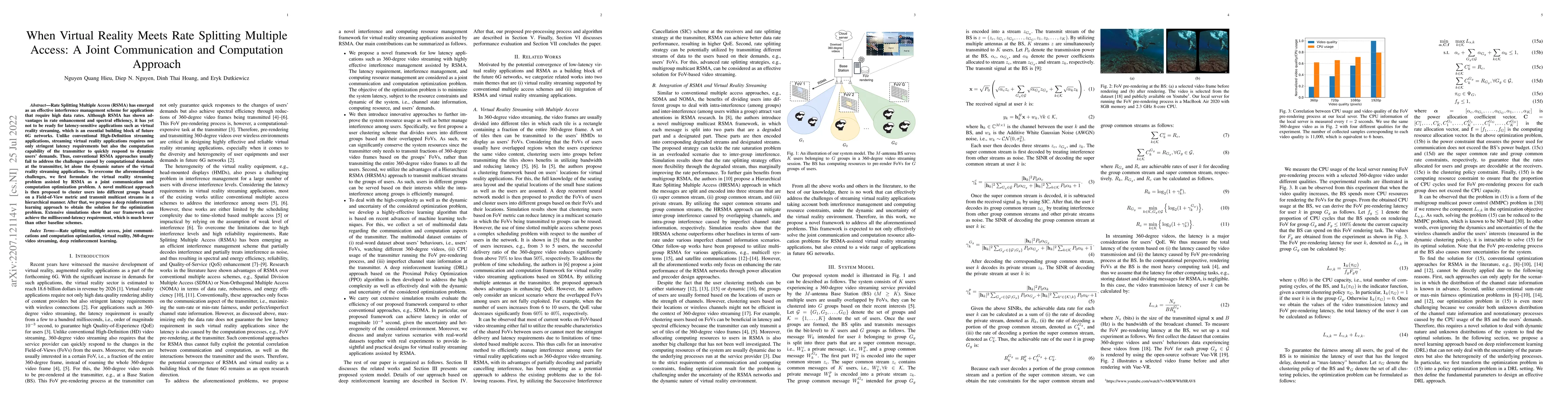 Thumbnail for When Virtual Reality Meets Rate Splitting Multiple Access: A Joint
  Communication and Computation Approach