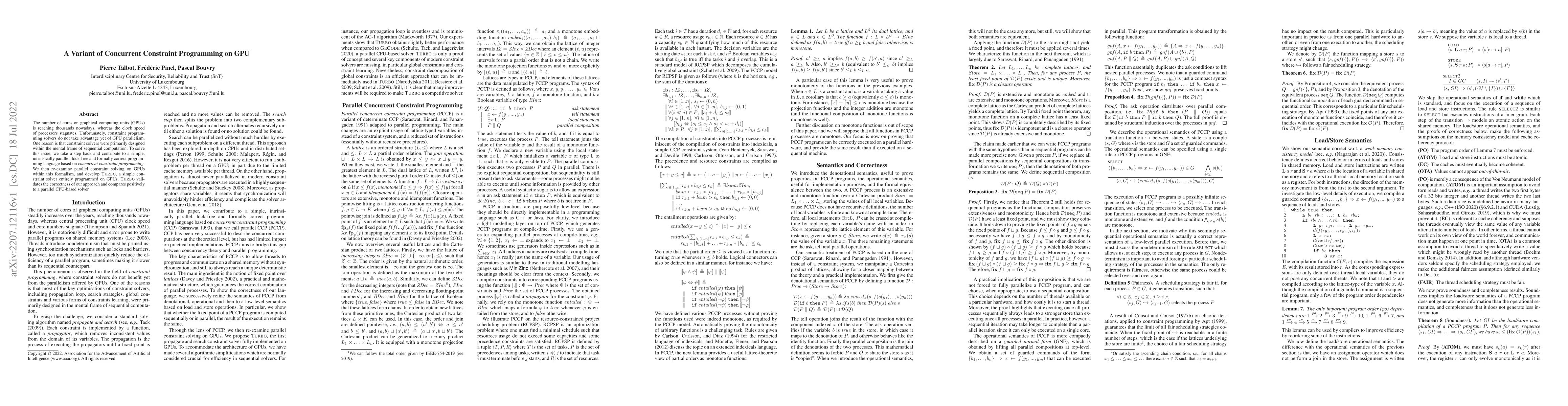Thumbnail for A Variant of Concurrent Constraint Programming on GPU