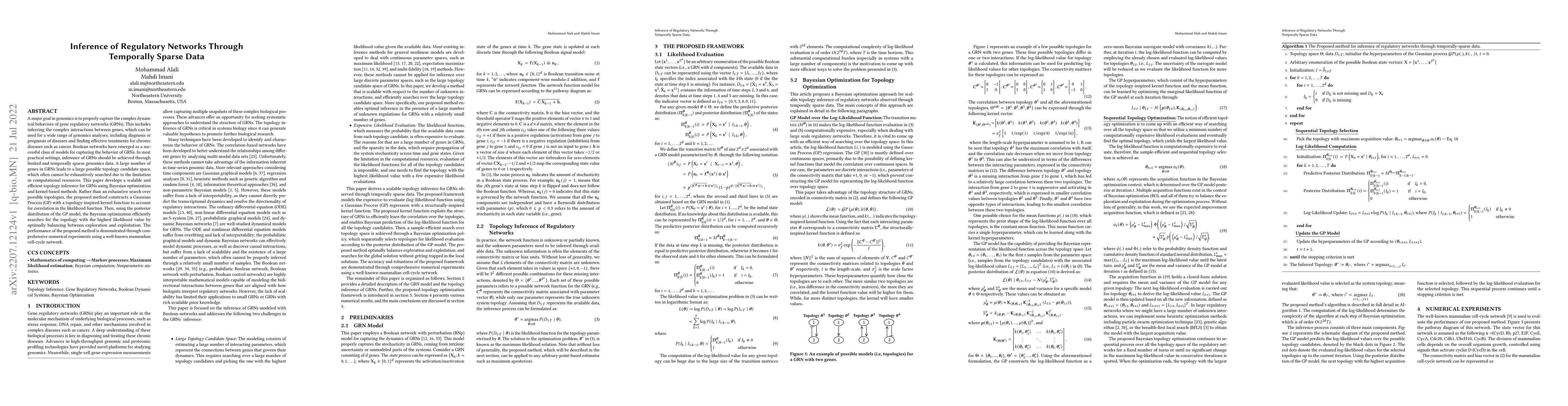 Thumbnail for Inference of Regulatory Networks Through Temporally Sparse Data