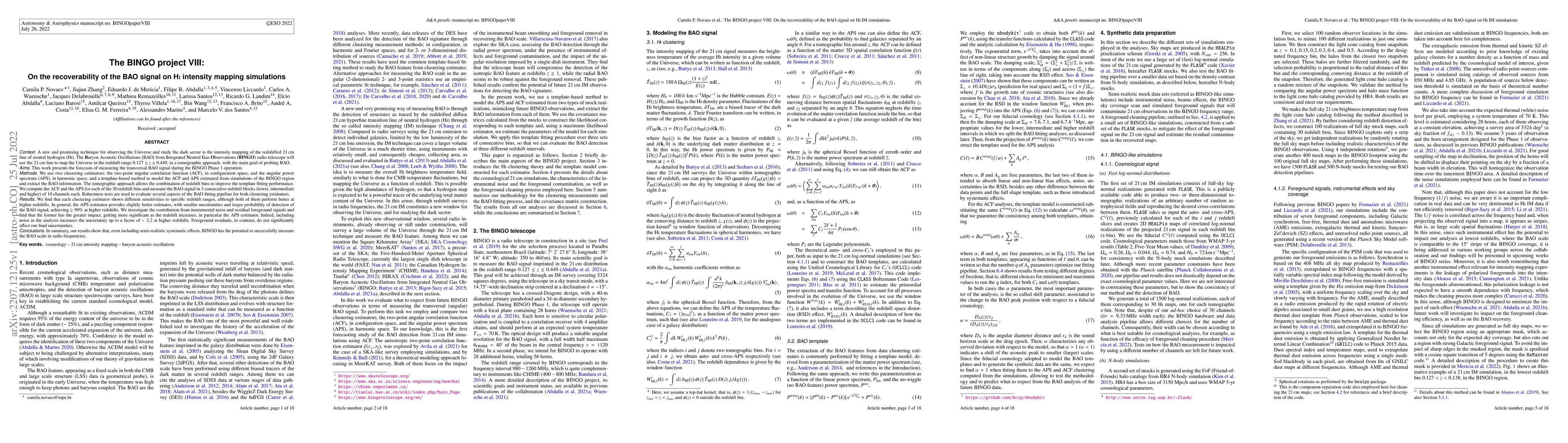 Thumbnail for The BINGO project VIII: On the recoverability of the BAO signal on HI
  intensity mapping simulations